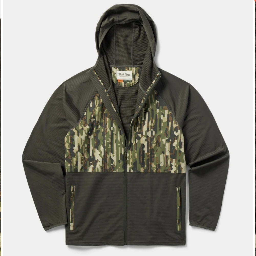 Duck Camp M's Lightweight Grid Tech Fleece Full Zip Raven/Woodland Small